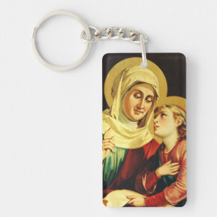 St. Anne Teaching the Virgin Mary Sacred Art Key Ring