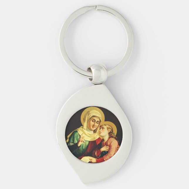St. Anne Teaching the Virgin Mary Sacred Art Key Ring (Front)