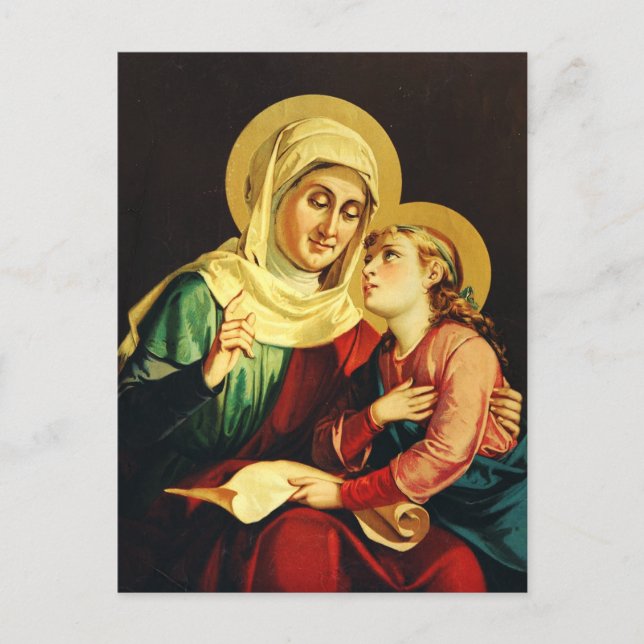 St. Anne Teaching the Virgin Mary Sacred Art Postcard (Front)