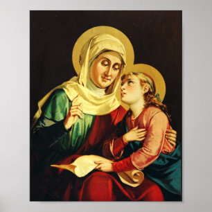 St. Anne Teaching the Virgin Mary Sacred Art Poster