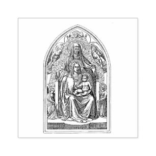 St. Anne with Blessed Virgin Mary Jesus Catholic Rubber Stamp