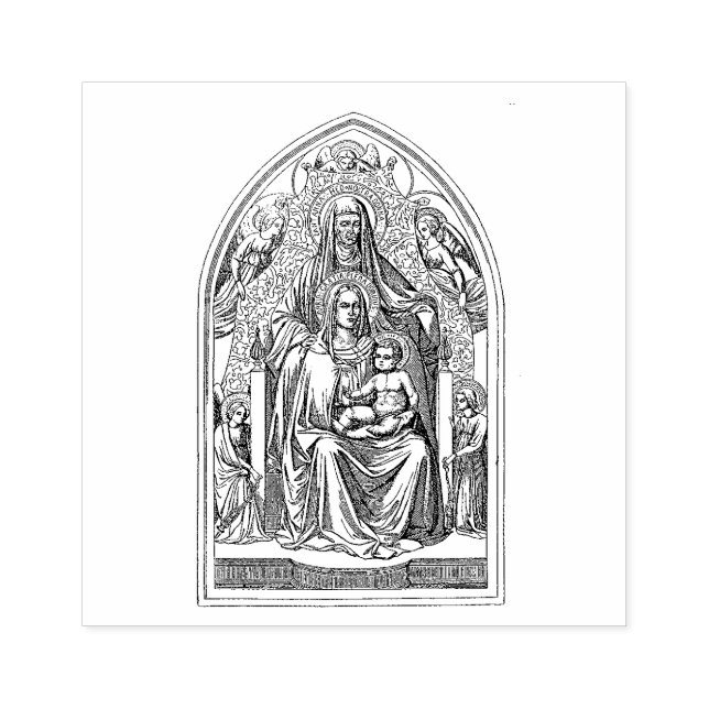 St. Anne with Blessed Virgin Mary Jesus Catholic Rubber Stamp (Imprint)