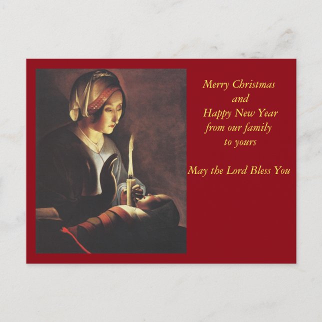 St. Anne with the Christ Child by La Tour Holiday Postcard (Front)