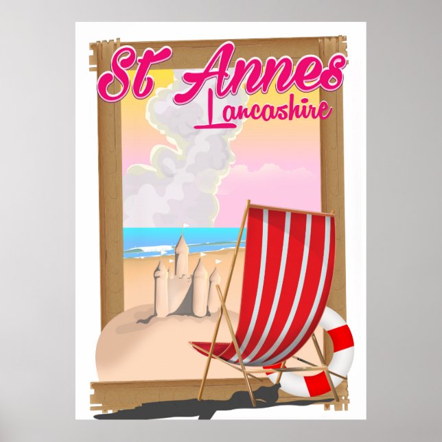 St Annes, Lancashire beach travel poster (Front)