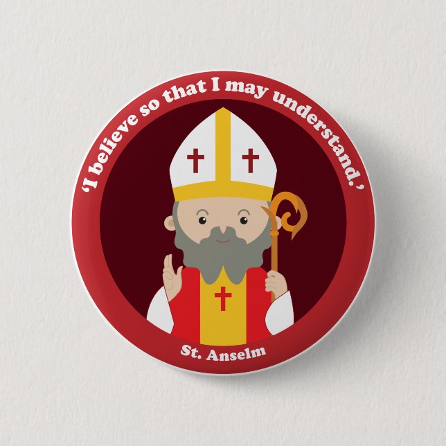 St. Anselm 6 Cm Round Badge (Front)