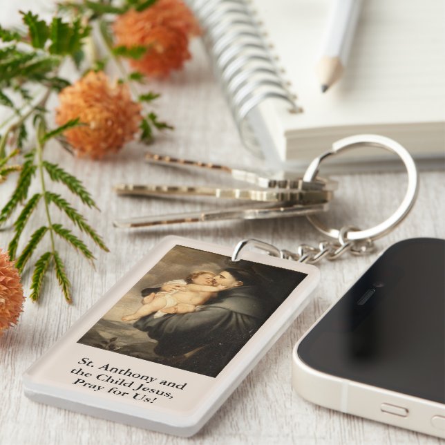 St. Anthony and Child Jesus Prayer Card Key Ring (Front Right)