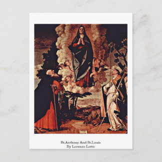 St.Anthony And St.Louis By Lorenzo Lotto Postcard