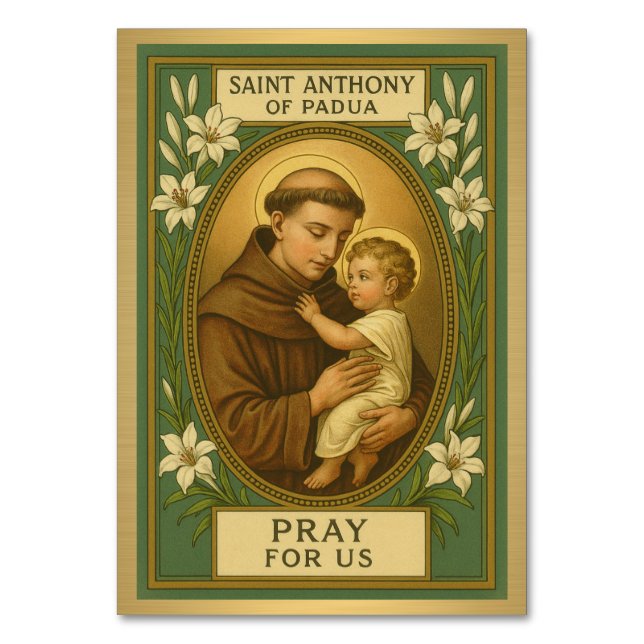 St. Anthony Catholic Wedding Table Card (Front)