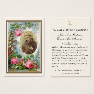 St. Anthony Jesus Elegant Gold Wedding Favour Card