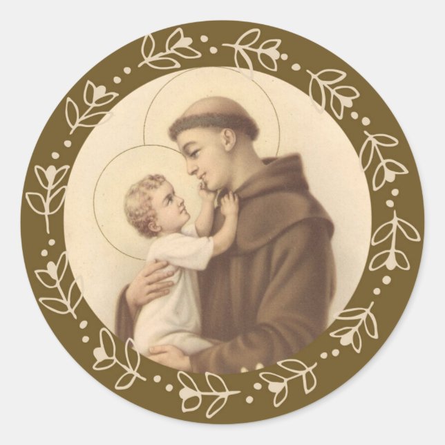 St. Anthony of Padua Baby Jesus Classic Round Sticker (Front)