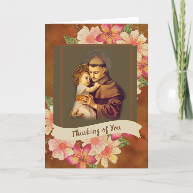 St. Anthony of Padua Baby Jesus Floral Card (Front)
