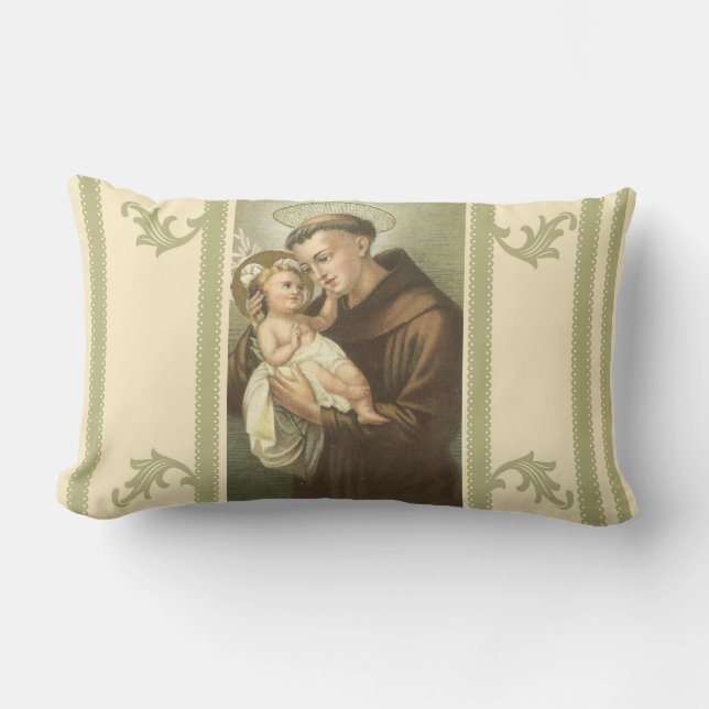 St. Anthony of Padua &  Baby Jesus Lumbar Cushion (Front)