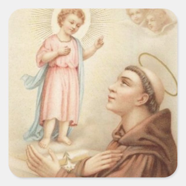 St. Anthony of Padua Baby Jesus Square Sticker (Front)