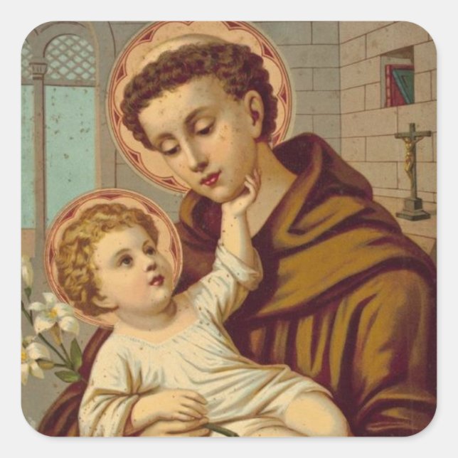 St. Anthony of Padua Baby Jesus Square Sticker (Front)