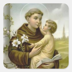 St. Anthony of Padua Baby Jesus Square Sticker