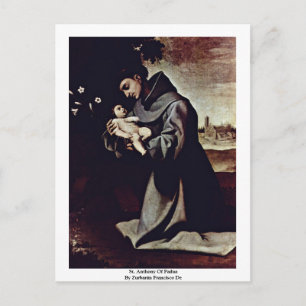 St. Anthony Of Padua By Zurbarán Francisco De Postcard
