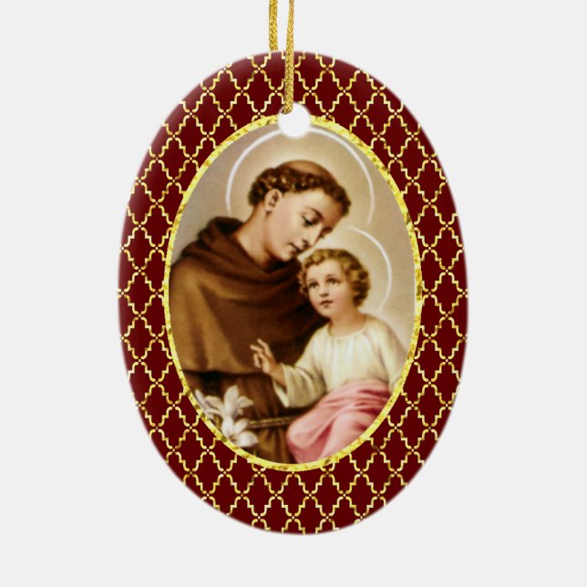 St. Anthony of Padua Ceramic Tree Decoration (Back)