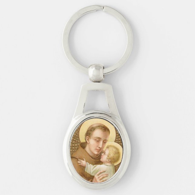 St. Anthony of Padua & Christ Child (JM 05) Oval Key Ring (Front)