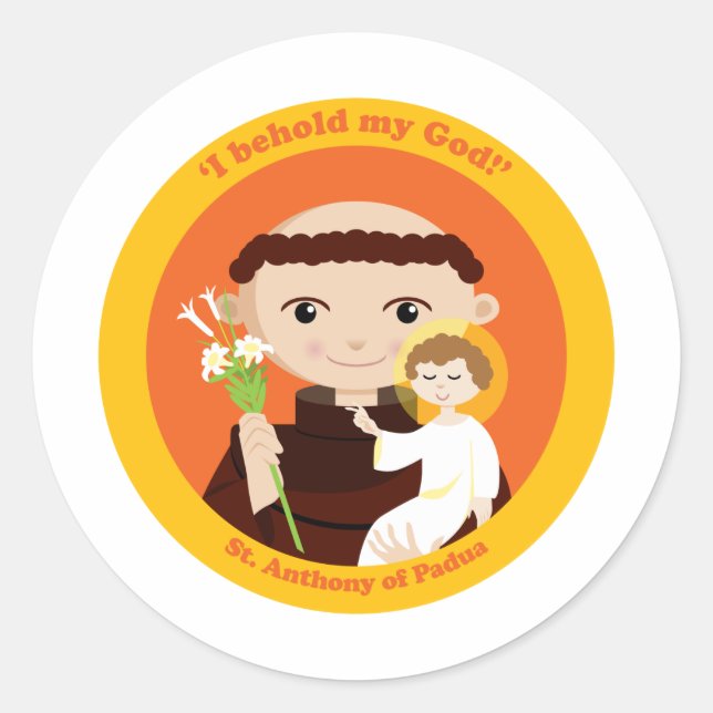 St. Anthony of Padua Classic Round Sticker (Front)