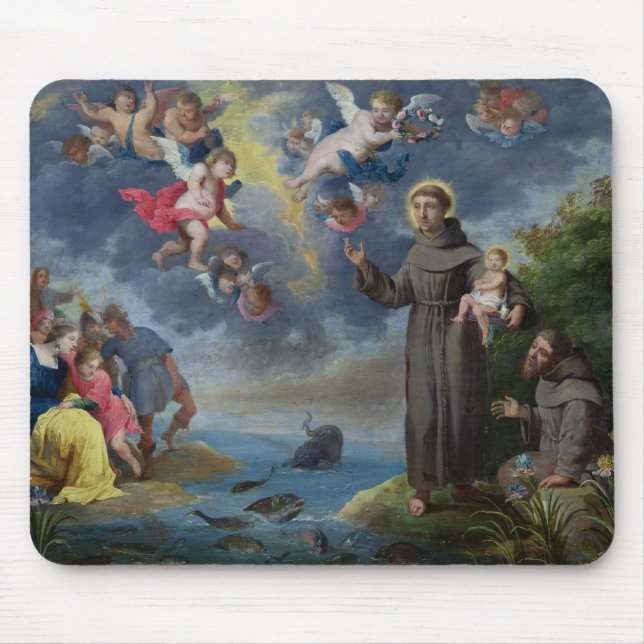 St. Anthony of Padua Preaching to the Fish Mouse Mat (Front)