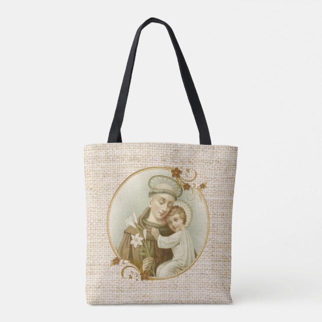 St. Anthony of Padua Religious Jesus Tote Bag (Back)