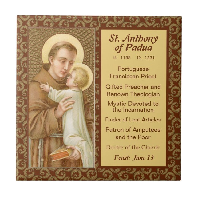 St. Anthony of Padua & the Christ Child (JM 05) Tile (Front)