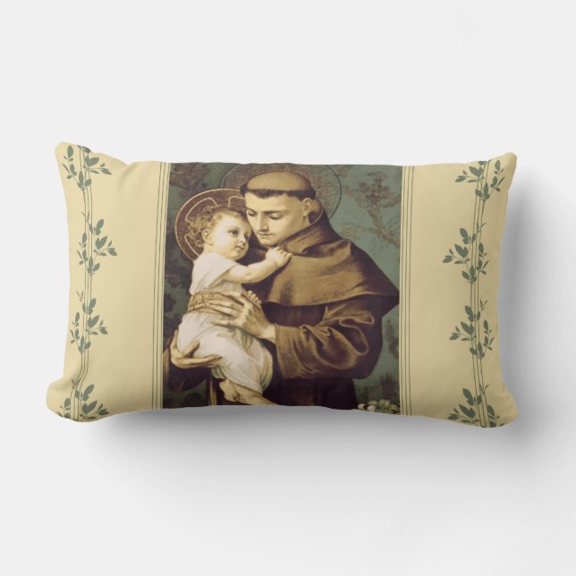 St. Anthony of Padua with Baby Jesus Lumbar Cushion (Front)