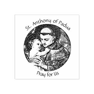 St. Anthony of Padua with Baby Jesus Rubber Stamp