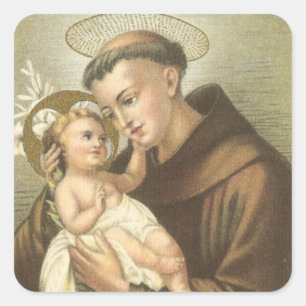 St. Anthony of Padua with Baby Jesus Square Sticker