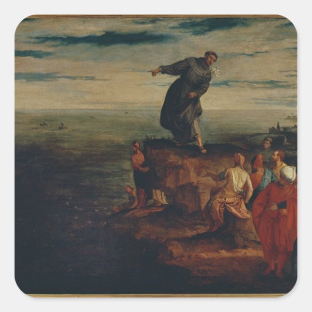 St. Anthony Preaching to the Fish, c.1580 Square Sticker (Front)