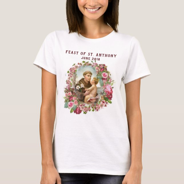 St. Anthony Red and Pink Roses T-Shirt (Front)