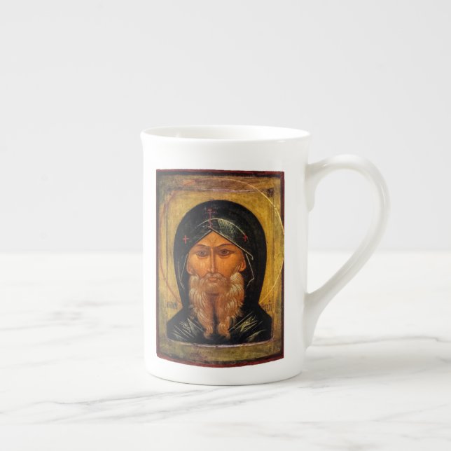 St. Anthony the Great Icon & Quote Bone China Mug (Right)