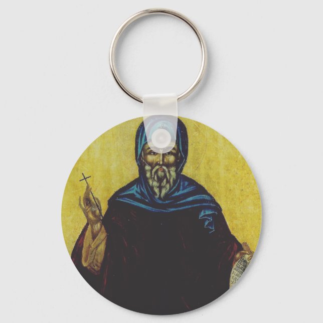 St. Anthony the Great Traditional Orthodox Art  Key Ring (Front)