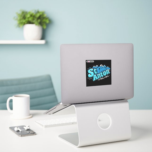 St Anton Alpine Mountain Die-Cut Sticker (Laptop On Desk)