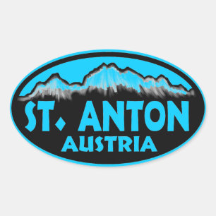 St. Anton Austria blue oval stickers