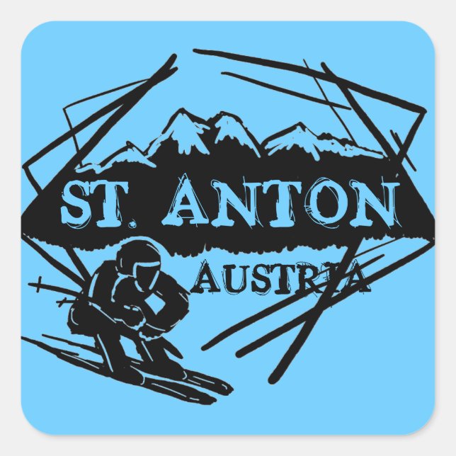 St. Anton Austria blue ski logo stickers (Front)