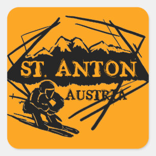 St. Anton Austria orange ski logo stickers