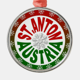 St. Anton Austria red green ornament