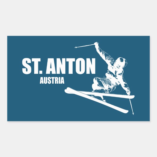 St. Anton Austria Skier Rectangular Sticker (Front)