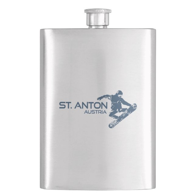 St. Anton Austria Snowboarder Hip Flask (Front)