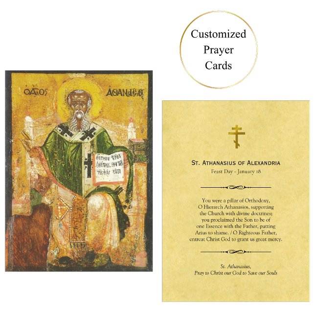 St. Athanasius Orthodox Christian Prayer Card (Creator Uploaded)