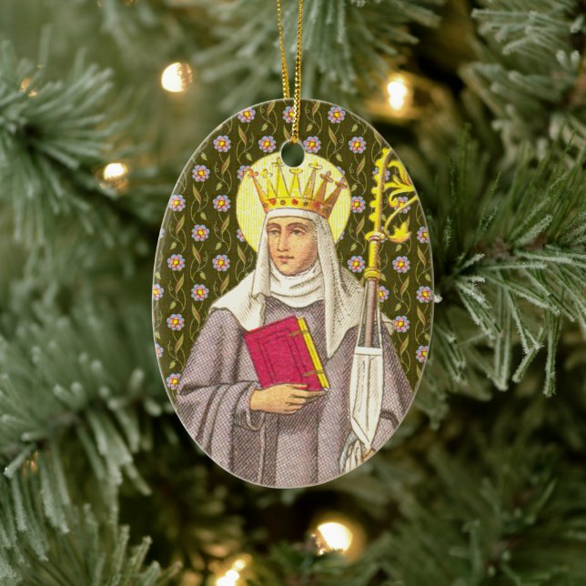 St. Audrey (Etheldreda) (P 003) Ceramic Tree Decoration (Tree)