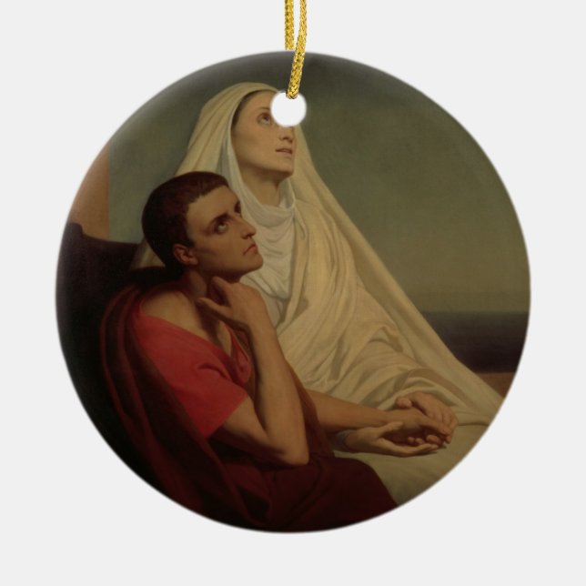 St. Augustine and his mother St. Monica, 1855 Ceramic Tree Decoration (Front)