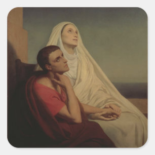 St. Augustine and his mother St. Monica, 1855 Square Sticker