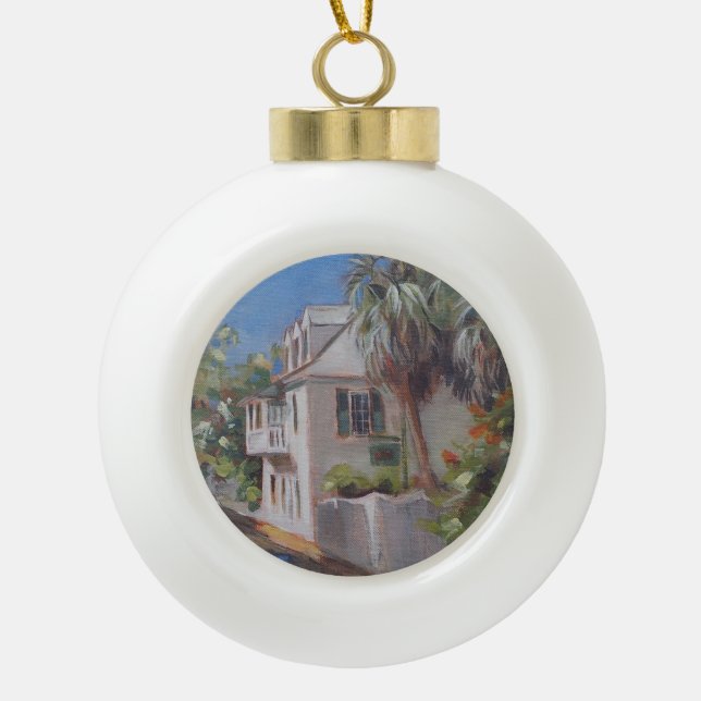 St. Augustine Aviles Street Florida Ceramic Ball Christmas Ornament (Front)