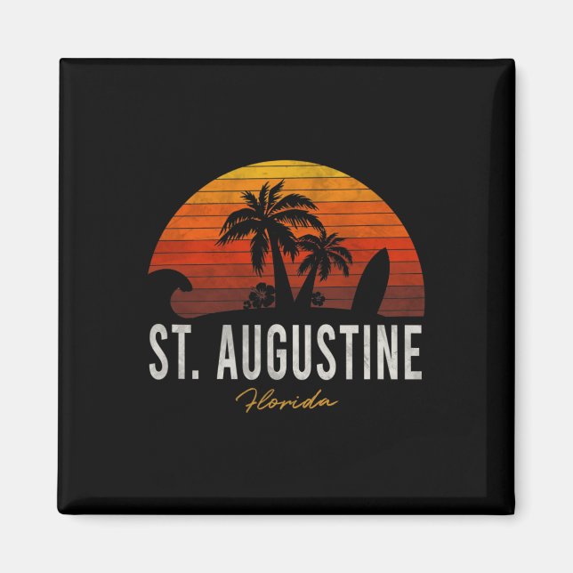 St. Augustine Beach Florida Fl Palms Vacation Surf Magnet (Front)