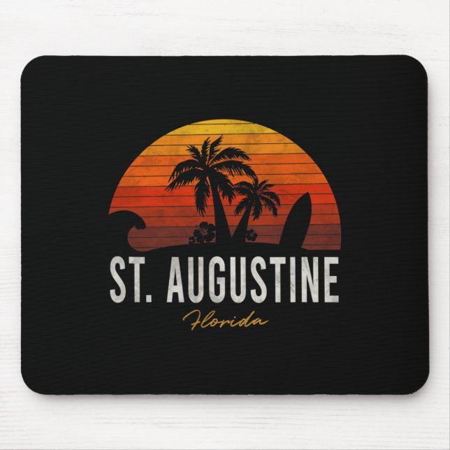 St. Augustine Beach Florida Fl Palms Vacation Surf Mouse Mat (Front)