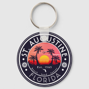 St Augustine beach Florida Sunset Beach Palm Tree  Key Ring