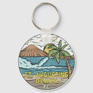 St Augustine Beach Florida Vintage  Key Ring
