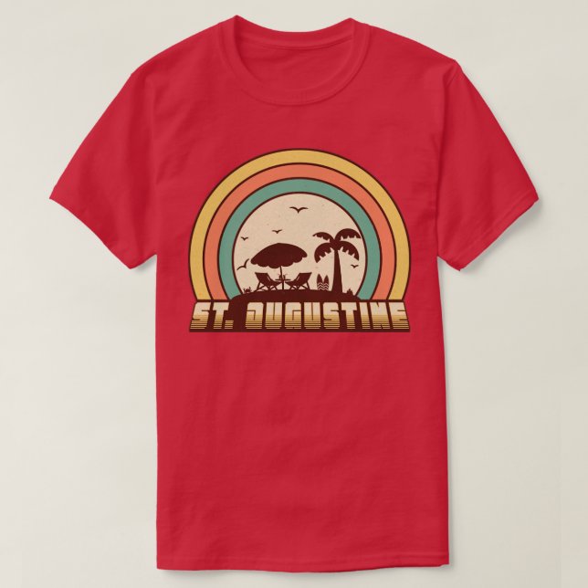 St Augustine Beach Retro Sunset Style T-Shirt (Design Front)